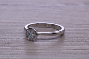 Dainty Rub over set Moissanite Diamond Platinum Solitaire