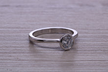 Load image into Gallery viewer, Dainty Rub over set Moissanite Diamond Platinum Solitaire