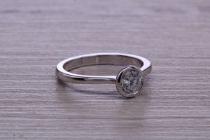 Dainty Rub over set Moissanite Diamond Platinum Solitaire