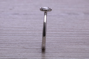 Dainty Rub over set Moissanite Diamond Platinum Solitaire