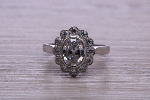 1.25 carat Moissanite Diamond Cluster set Platinum Ring