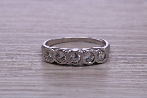 One carat 5 Stone Moissanite Diamond set Eternity Ring