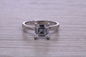 One carat Princess cut Moissanite Diamond Solitaire