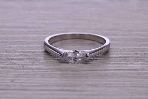Marquise cut One carat Moissanite Diamond set Platinum Solitaire