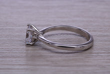 Load image into Gallery viewer, One carat Diamond Solitaire. Princess cut Moissanite Diamond set in your choice of Platinum or 18ct Yellow Gold