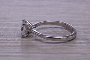One carat Diamond Solitaire. Princess cut Moissanite Diamond set in your choice of Platinum or 18ct Yellow Gold