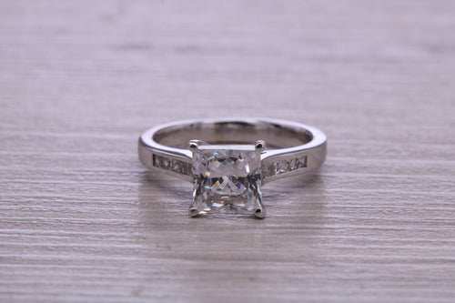 One carat Moissnaite Diamond and Natural Diamond set Ring