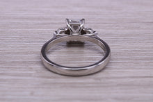 Load image into Gallery viewer, Emerald and Round cut Moissanite Diamonds set Trilogy Ring