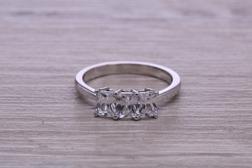 1.25ct Emerald cut Moissanite Diamond set Platinum Ring