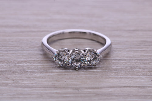 Traditional Moissanite Diamond set Trilogy Ring