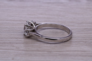 1.50ct Square and Round cut Moissanite Diamond set Platinum Trilogy Ring