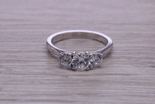 Load image into Gallery viewer, One carat Traditional Diamond set Trilogy Ring, Graduating Round cut Diamonds