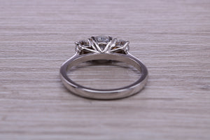 One carat Traditional Diamond set Trilogy Ring, Graduating Round cut Diamonds