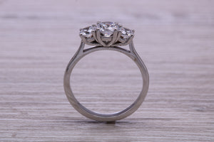 One carat Traditional Diamond set Trilogy Ring, Graduating Round cut Diamonds