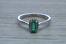 Load image into Gallery viewer, Emerald and Diamond Halo Ring