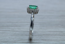 Load image into Gallery viewer, Emerald and Diamond Halo Ring