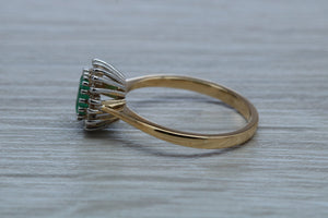 Emerald and Diamond Halo set Ring
