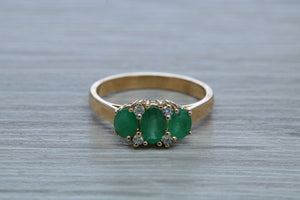 Two carats Three Emeralds and Diamond set Ring