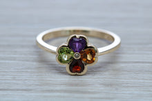 Load image into Gallery viewer, Four Clover Leaf Multi Gemstone set Ring