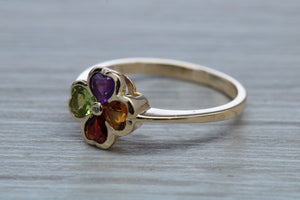 Four Clover Leaf Multi Gemstone set Ring