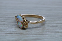 Load image into Gallery viewer, Fiery Opal and Diamonds set Yellow Gold Ring