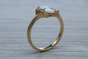 Fiery Opal and Diamonds set Yellow Gold Ring