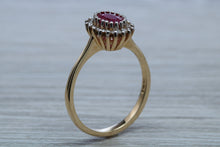 Load image into Gallery viewer, Oval cut Ruby and Diamond Cluster Ring