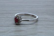 Load image into Gallery viewer, Petite Ruby and Diamond set White Gold Cluster Ring