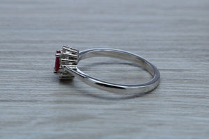 Petite Ruby and Diamond set White Gold Cluster Ring