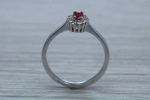 Load image into Gallery viewer, Petite Ruby and Diamond set White Gold Cluster Ring