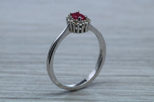 Load image into Gallery viewer, Petite Ruby and Diamond set White Gold Cluster Ring