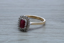Load image into Gallery viewer, Stunning 1.25 carat Ruby and Diamond Cluster Ring,