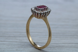 Stunning 1.25 carat Ruby and Diamond Cluster Ring,