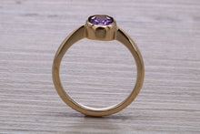Load image into Gallery viewer, Oval cut Natural Amethyst set Yellow Gold Ring