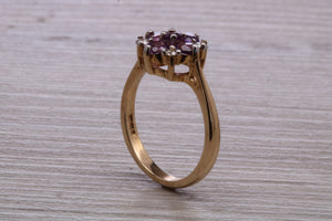 Amethyst and Diamond set Yellow Gold Cluster Ring
