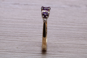 Amethyst and Diamond set Yellow Gold Ring