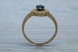 Blue Sapphire and Diamond Ring