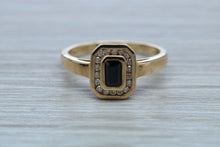 Load image into Gallery viewer, Halo set Royal Blue Sapphire and Diamond Ring