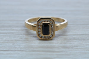 Halo set Royal Blue Sapphire and Diamond Ring
