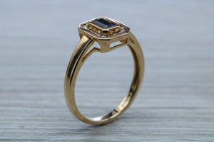 Halo set Royal Blue Sapphire and Diamond Ring
