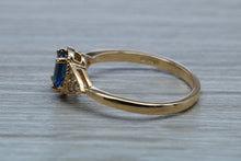 Load image into Gallery viewer, Oval cut Blue Sapphire and Diamond Ring