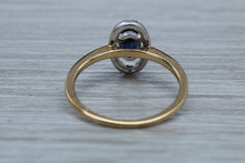 Load image into Gallery viewer, Beautiful Halo set Blue Sapphire and Diamond Ring