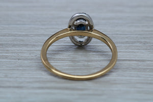 Beautiful Halo set Blue Sapphire and Diamond Ring