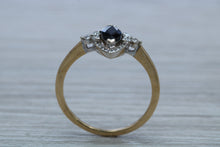 Load image into Gallery viewer, Marquise cut Halo set Blue Sapphire and Diamond Ring