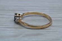 Load image into Gallery viewer, Petite Blue Sapphire and Diamond Trilogy Ring