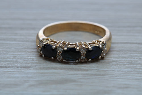 Blue Sapphire and Diamond Eternity Ring
