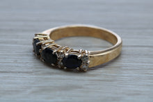 Load image into Gallery viewer, Blue Sapphire and Diamond Eternity Ring