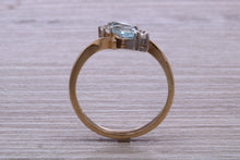 Load image into Gallery viewer, Sky Blue Topaz and Diamond set Yellow Gold Ring