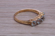 Load image into Gallery viewer, Sky Blue Topaz and Diamond set Yellow Gold Ring