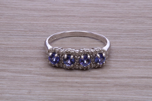 AAA Grade Tanzanite and Diamond set White Gold Ring